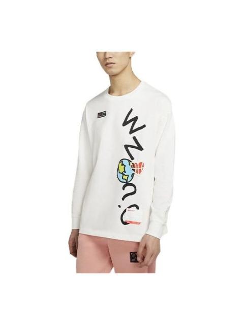 Jordan Air Jordan Alphabet Printing Round Neck Long Sleeves White CW4262-100