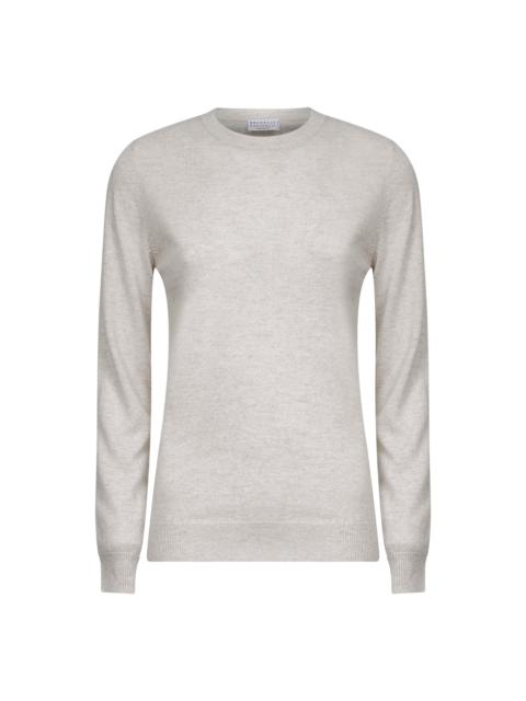 Brunello Cucinelli Brunello Cucinelli Women Ecru Cashmere Sweater With Monili