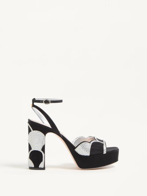 Valentino BOWOW PLATFORM SANDAL IN MOIRÉ FABRIC WITH CRYSTALS 115MM
