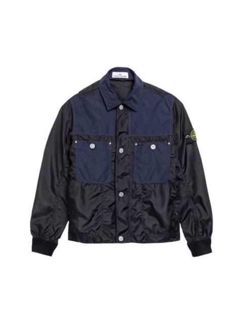 Stone Island with David Light Polyester Tela Light Jacket in Black Blue NWT $985