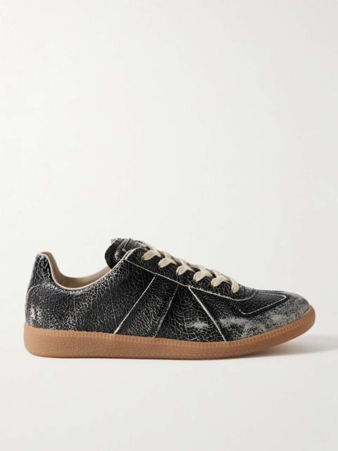 Replica Distressed Cracked-Leather Sneakers