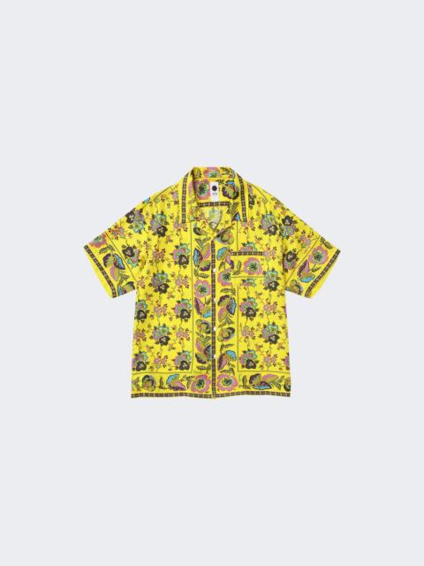 vowels Short Sleeve Silk Scarf Shirt Yellow