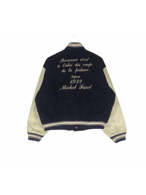Other Designers Designer - Michel Faret wool mix leather varsity bomber jacket