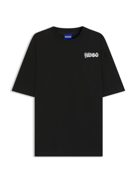 HUGO ALL-GENDER COTTON-JERSEY T-SHIRT WITH LOGO PRINTS