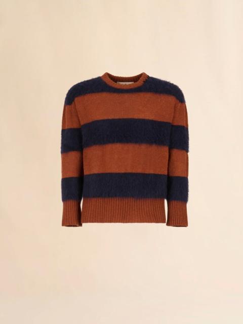 Marni BROWN WOOL AND MOHAIR SWEATER WITH STRIPED PATTERN