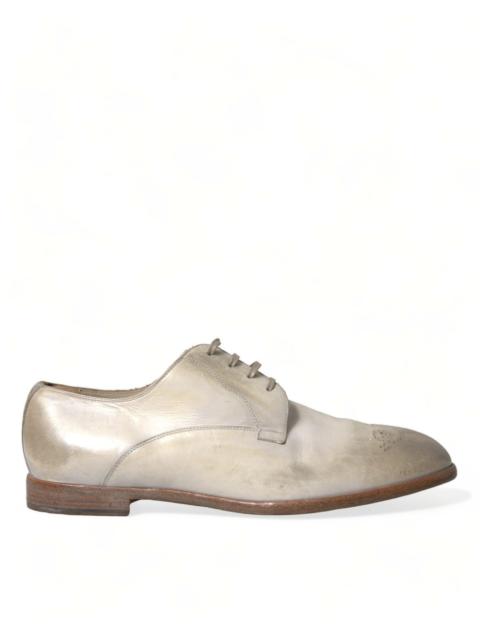 Dolce & Gabbana Dolce & Gabbana White Distressed Leather Derby Dress Shoes