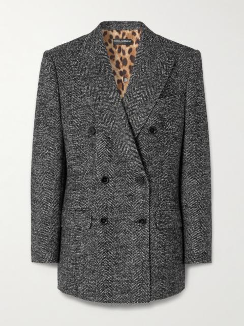 Dolce & Gabbana Double-breasted Herringbone Wool-blend Blazer