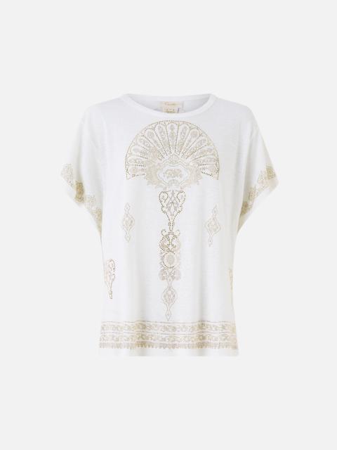 CAMILLA T-SHIRT WITH DROPPED ARMHOLE - WHITE