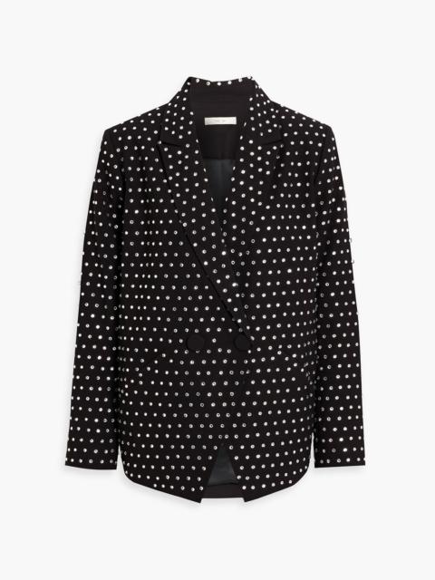 THE SEI Double-breasted crystal-embellished twill blazer