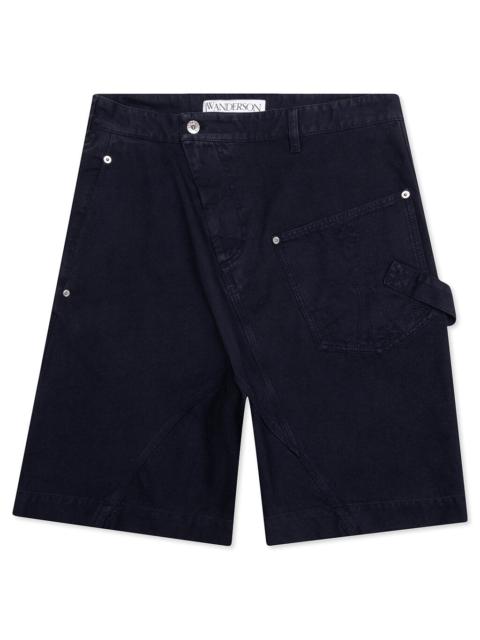 JW Anderson TWISTED COTTON BERMUDA SHORTS - NAVY