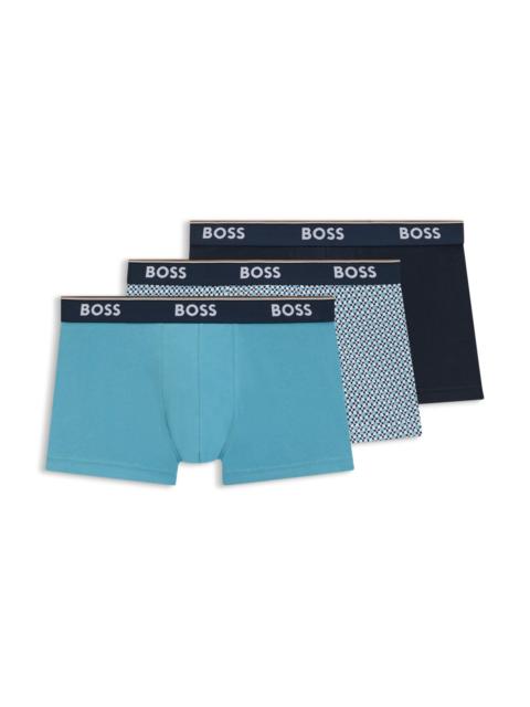 BOSS THREE-PACK OF STRETCH-COTTON TRUNKS WITH LOGO WAISTBAND
