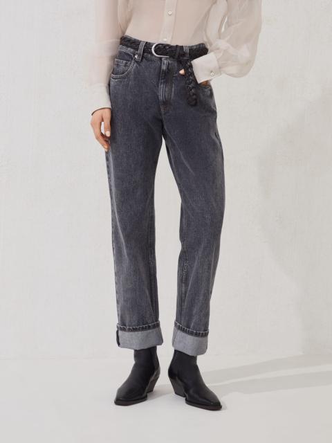 Brunello Cucinelli Authentic denim cropped trousers with monili