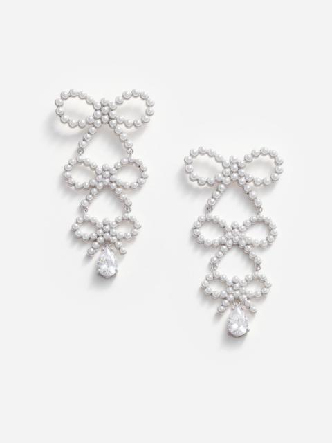 self-portrait Tiered Pearl Bow Earrings