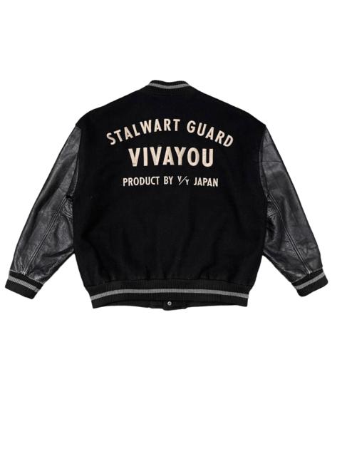 Japanese Brand - Vintage Japanese Vivayou Wool Varsity Jacket Leather Sleeve