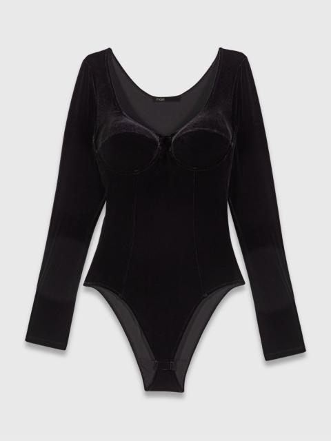 maje Velvet and corset detail bodysuit