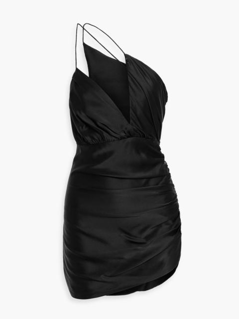 THE SEI One-shoulder draped silk-satin mini dress