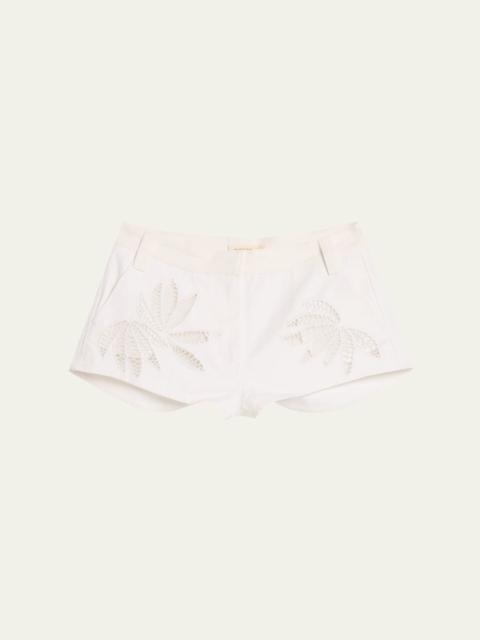diotima Rider Botanical Cutwork Mini Shorts