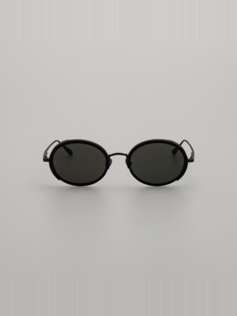 LINDA FARROW FINN OVAL SUNGLASSES IN NICKEL