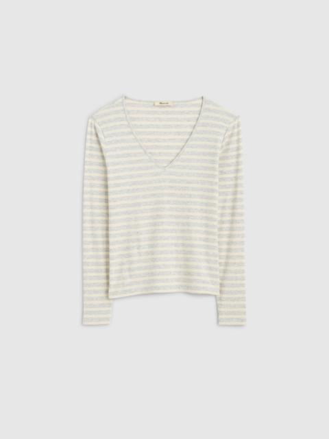 Madewell The 9-9 V-Neck Long-Sleeve Tee in LuxeRib