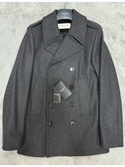 SAINT LAURENT Saint Laurent 15AW Fall/Winter runway look: grey double-breasted wool coat