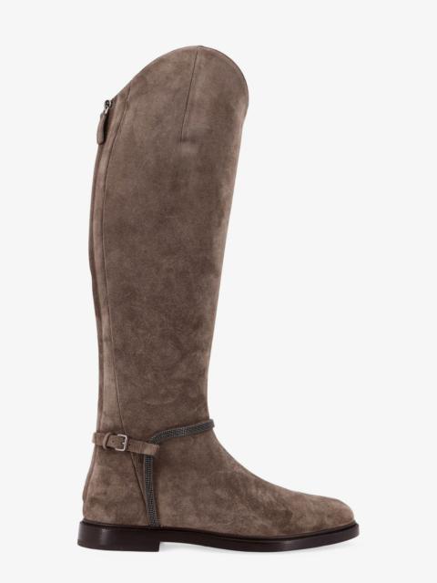 Brunello Cucinelli Suede Boots With Monili Detail