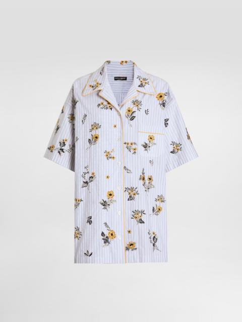 Dolce & Gabbana Poplin shirt with floral embroidery