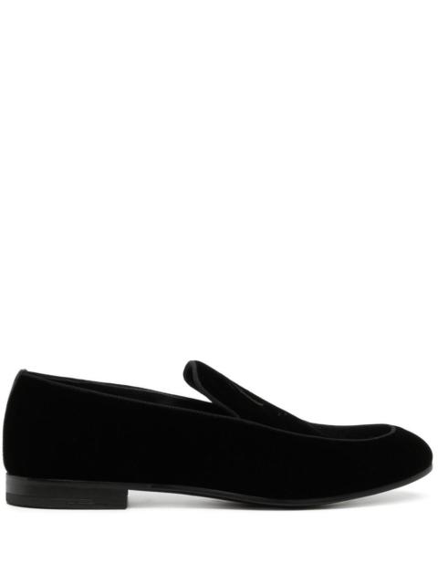 GIORGIO ARMANI Giorgio Armani Men Embroidered Logo Velvet Loafers