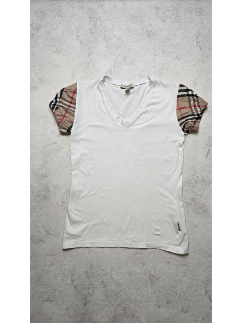 Burberry Burberry London White V-Neck T-ShirtNova Check Sleeve
