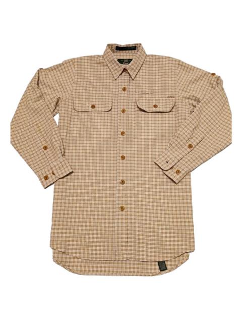 Other Designers Orvis Men's Tan Checkered Roll Tab Fishing Button Down Small