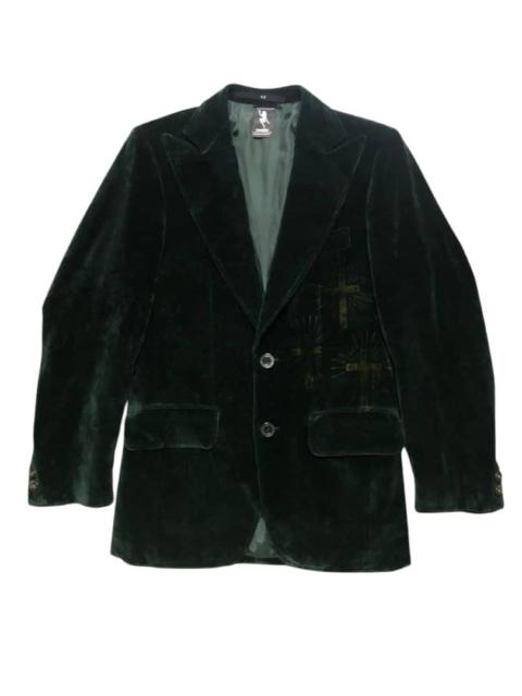 N.Hoolywood N.Hoolywood Green Velvet Blazer Cross Printed Deaign
