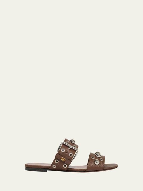 Valentino Nellcote Studded Dual-Strap Slide Sandals