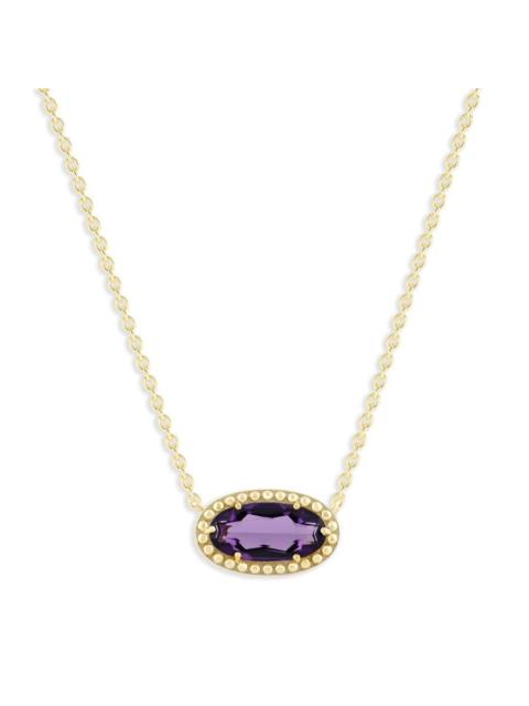 Other Designers DiamondMuse Belacqua Amethyst February Birthstone Oval Pendant Necklace in 14K Gold Plated Sterling 