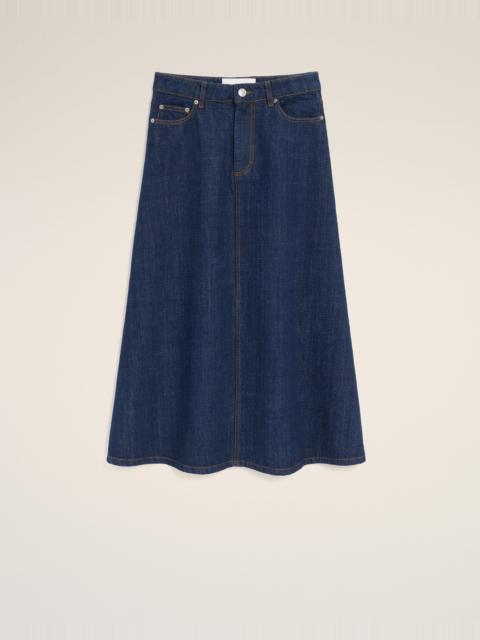 AMI Paris BLUE COTTON LONG SKIRT