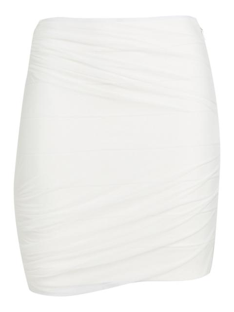 Other Designers Stretch tulle-paneled ruched bandage mini skirt