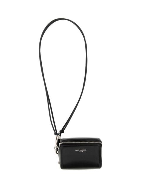 Black Leather Mini Box Crossbody Bag