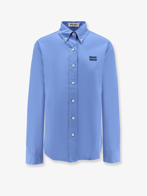 Miu Miu Cotton Popeline Shirt With Logo Embroidery