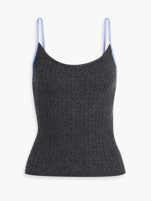 Other Designers Cotton Oxford-paneled cable-knit wool and cashmere-blend camisole