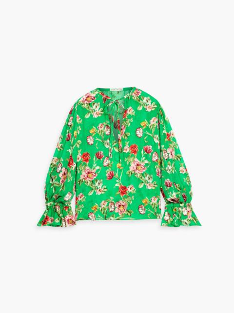 Alice + Olivia Moranne floral-print crepe de chine blouse