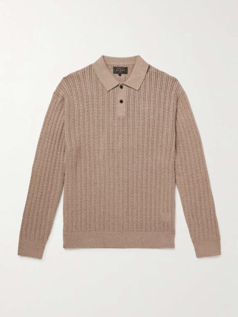 Cable-Knit Cotton, Cashmere and Wool-Blend Polo Shirt