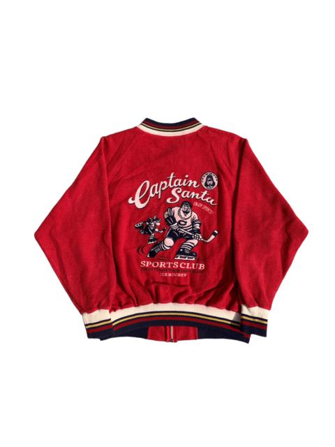 Other Designers Vintage - VTG Captain Santa Ice Hockey Club Embroidered Sweater Jacket
