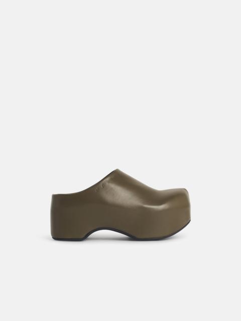 'CHUNKY' GREEN LEATHER 'DEEPSAGE' CLOG SABOTS