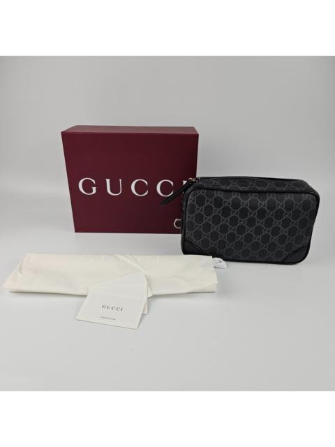 GUCCI GUCCI GG Emblem Small Black Fabric Toiletry Case New & Authe