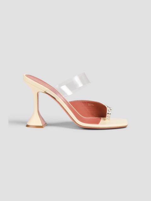Amina Muaddi Paloma crystal-embellished satin and PVC mules