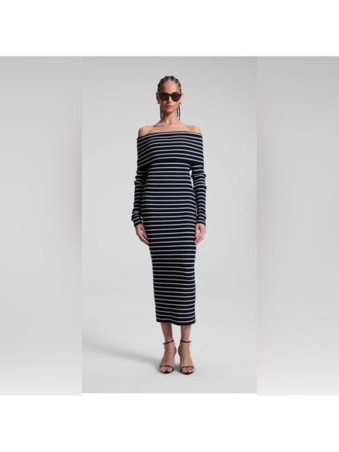 Other Designers NWT A.L.C. ALC Evelyn Merino Off Shoulder Midi‎ Dress Navy White Medium $595