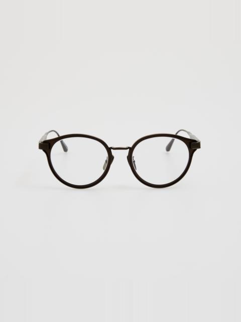 LINDA FARROW Anthony Oval Optical Frame in Matt Nickel