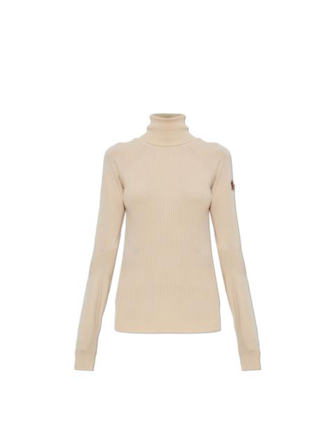 Moncler MONCLER $840 Wool Blend White Ivory Turtleneck Sweater New &