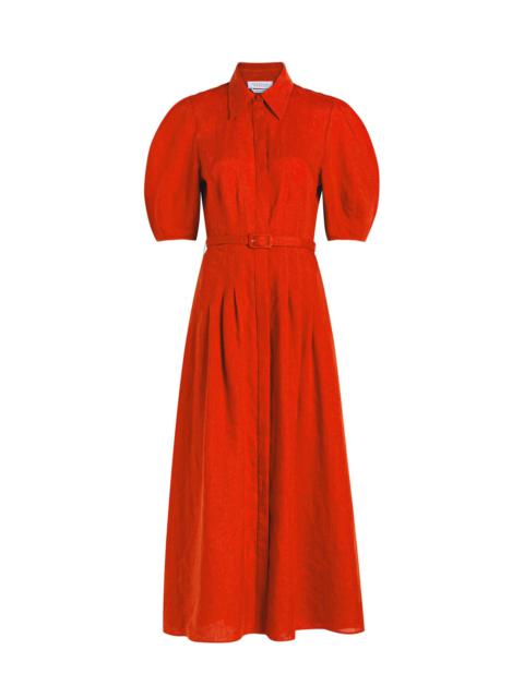 GABRIELA HEARST Gabriela Hearst Maude Darted Linen Midi Shirt Dress