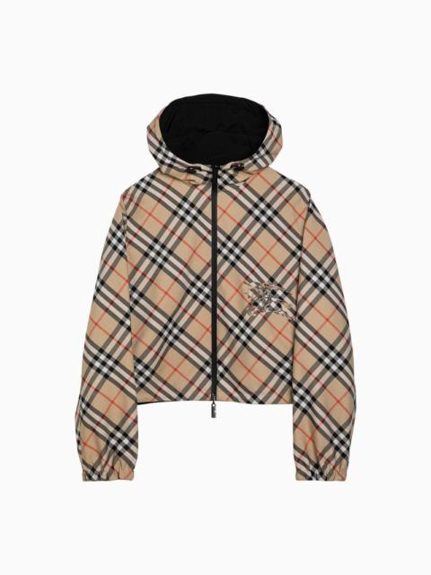 Burberry Reversible Sand-Coloured Cropped Jacket With Check Pattern Women