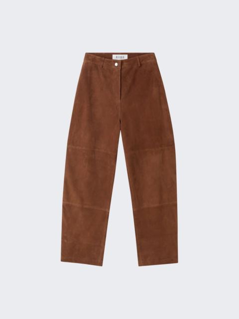 RÓHE Relaxed Fit Suede Trousers Tobacco