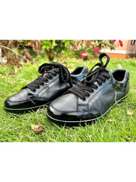 Prada Authentic Prada Lace-Up Nappa Shiny Nero Low Top Sneakers